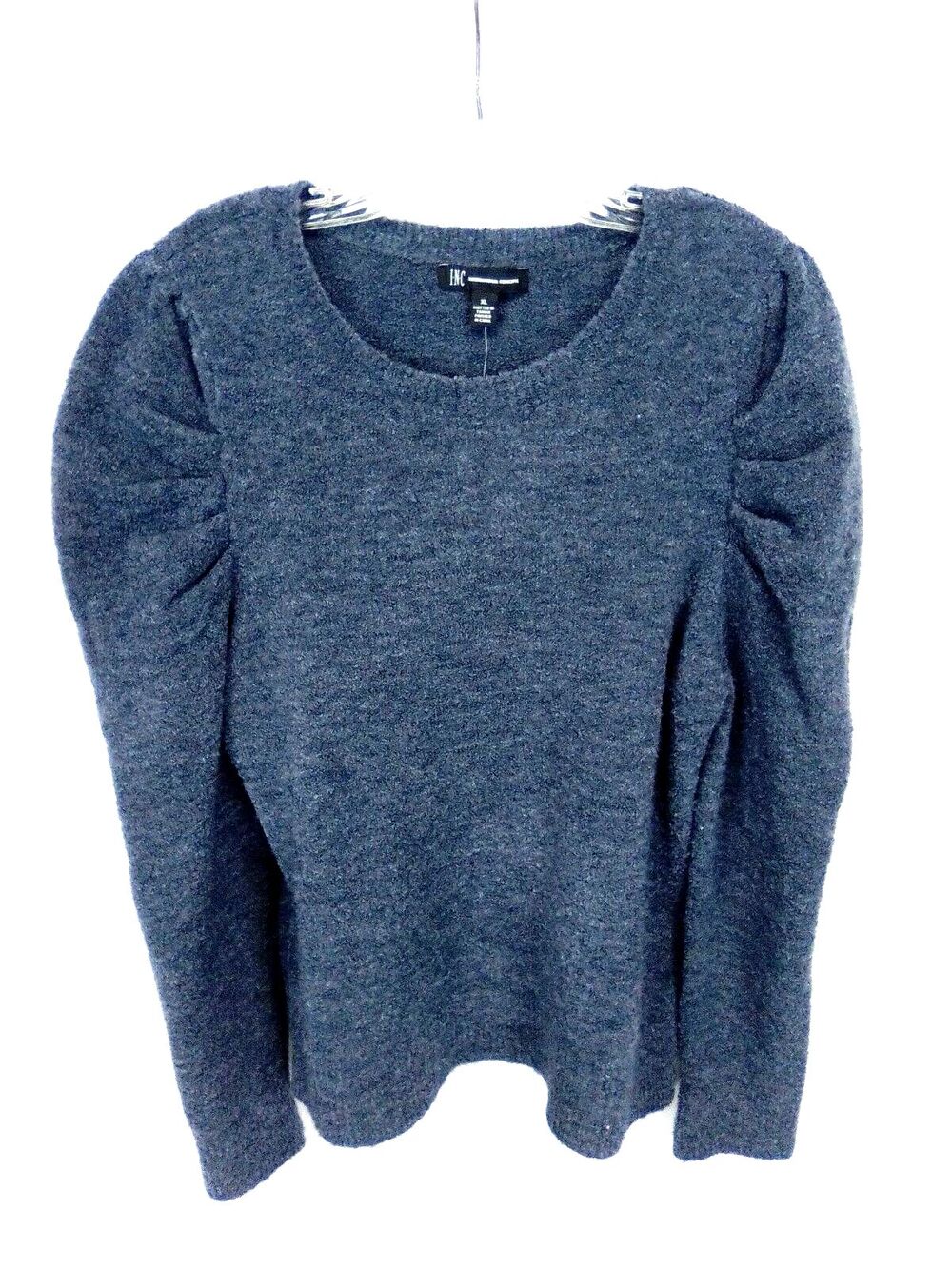I-N-C Women's Puff Long Sleeve Wool Blend Sweater Blue Size XL